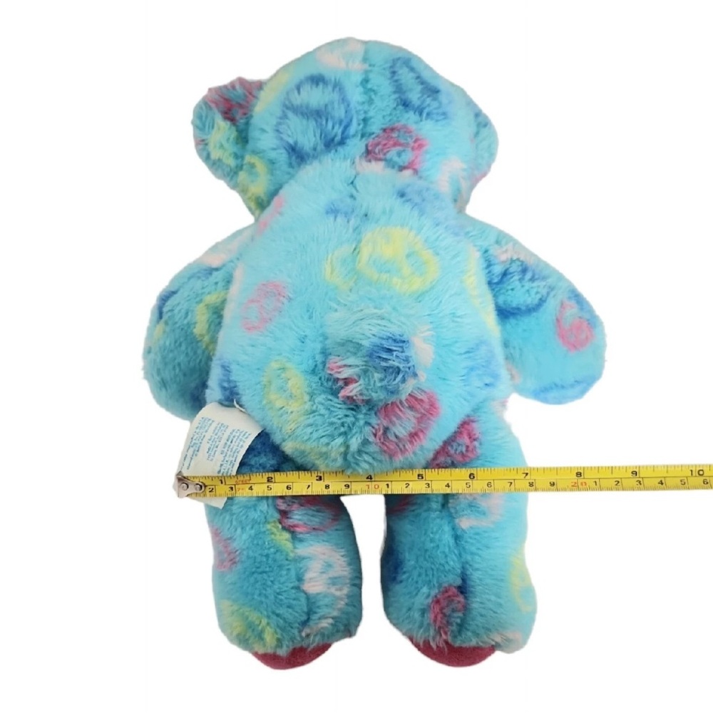Build A Bear Workshop Peace Sign Teddy Bear Plush Stuffed Animal Blue Pink Paws - Picture 8 of 10